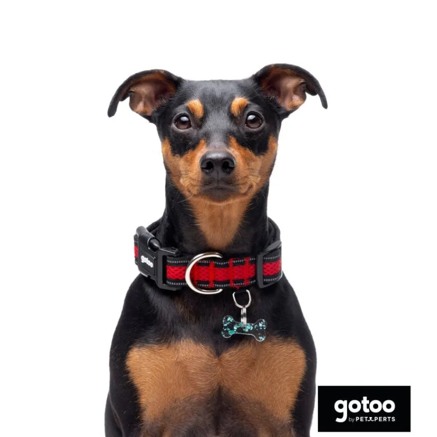 Gotoo Collar de malla transpirable rojo para perros New