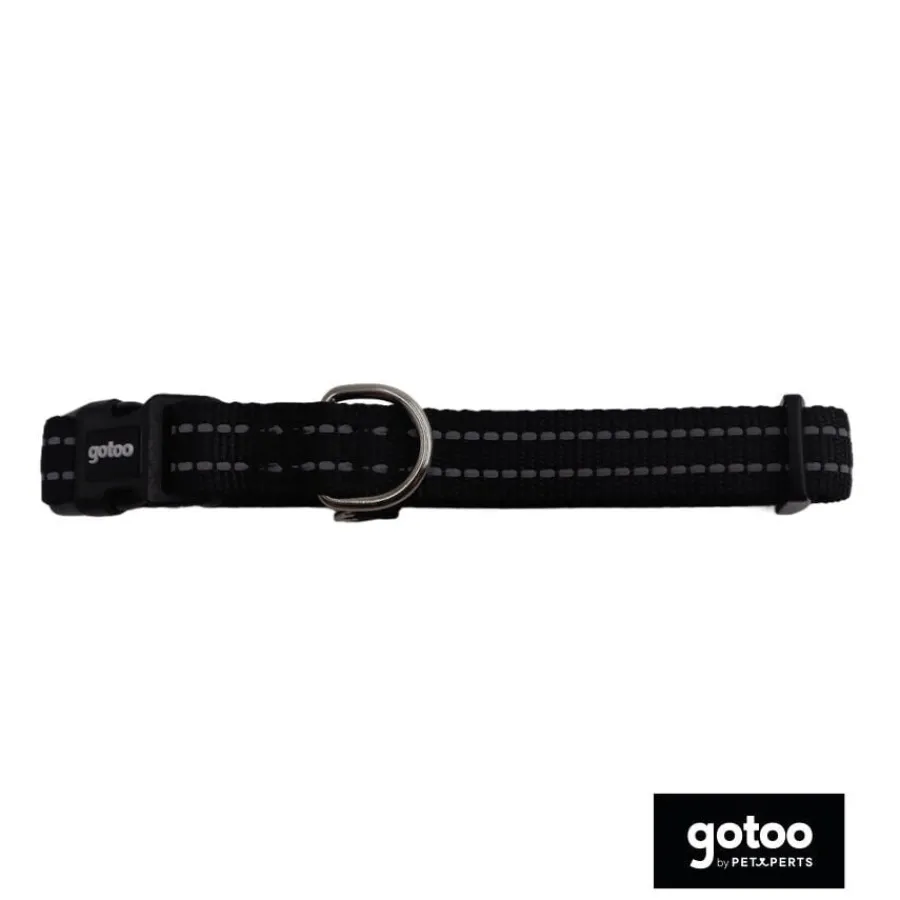 Gotoo Collar de nylon reflectante negro para perros Hot