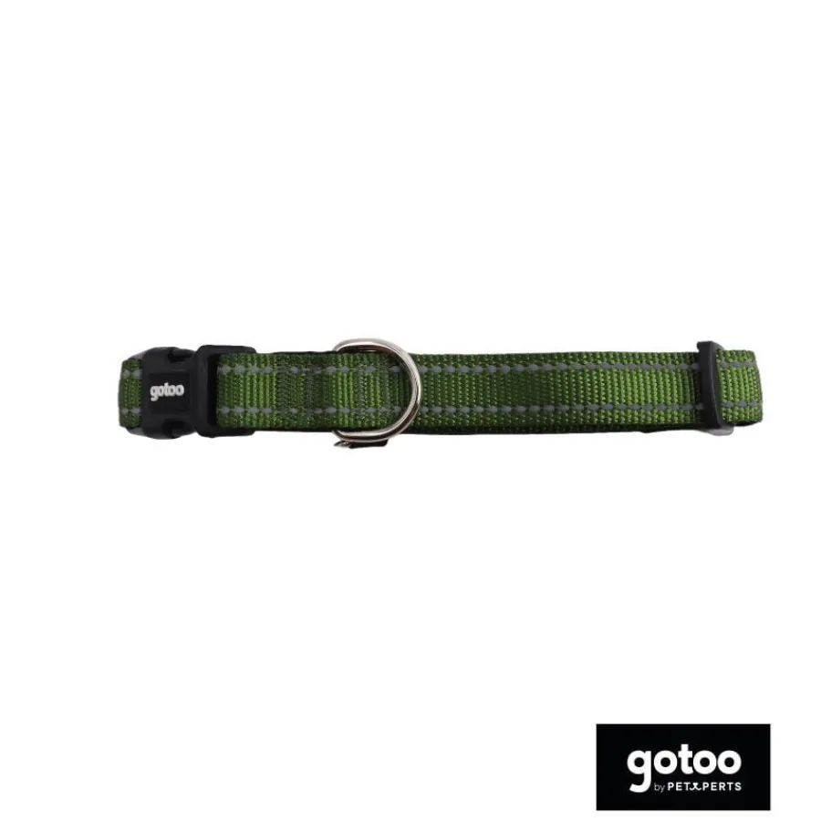 Gotoo Collar de nylon reflectante verde para perros