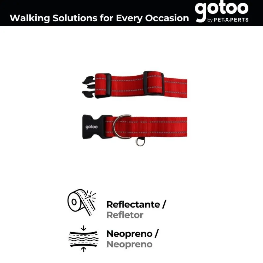 Gotoo Collar de nylon reflectante rojo para perro New
