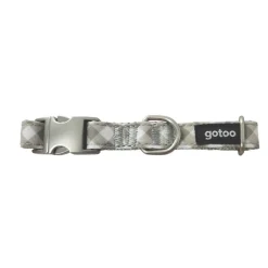 Gotoo Collar estampado cuadro vichy gris para perros
