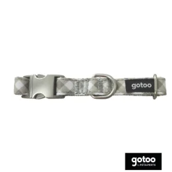 Gotoo Collar estampado cuadro vichy gris para perros