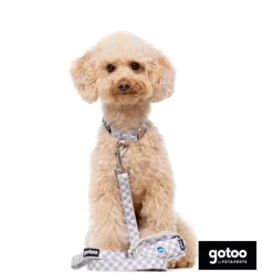 Gotoo Collar estampado cuadro vichy gris para perros