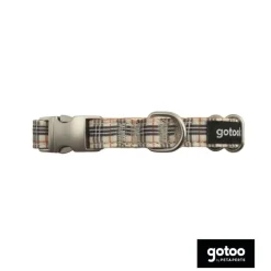 Gotoo Collar estampado tartán marrón para perros Discount