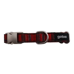 Gotoo Collar estampado tartán rojo para perros