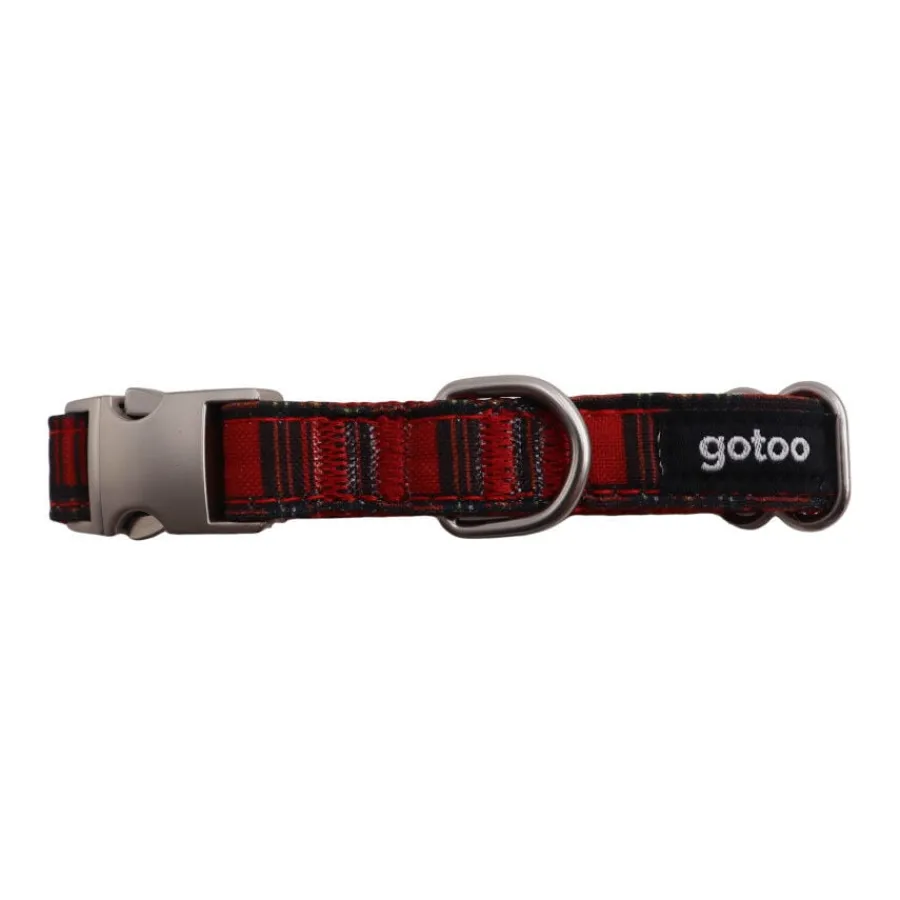 Gotoo Collar estampado tartán rojo para perros