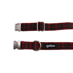 Gotoo Collar estampado tartán rojo para perros