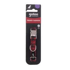 Gotoo Collar estampado tartán rojo para perros