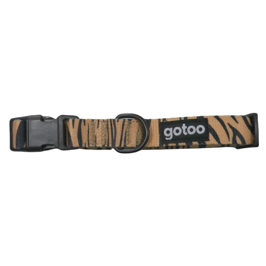 Gotoo Collar estampado trigre marrón para perros New