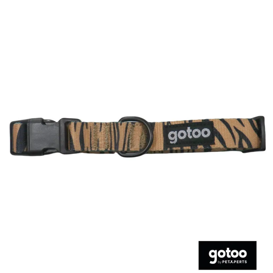 Gotoo Collar estampado trigre marrón para perros New