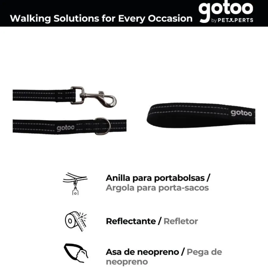 Gotoo Correa de nylon negra reflectante para perros Best