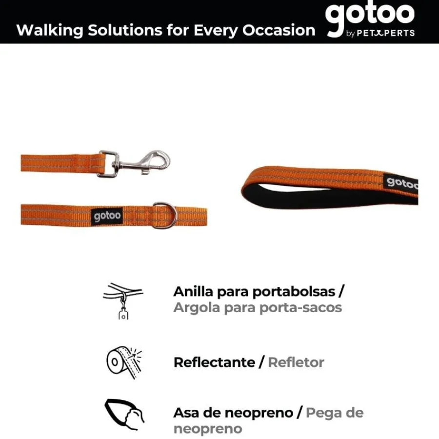 Gotoo Correa de nylon reflectante naranja para perros