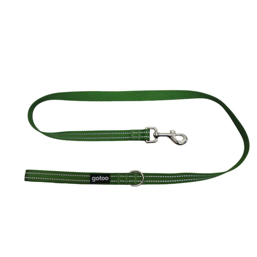 Gotoo Correa de nylon reflectante verde para perros