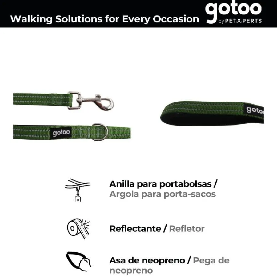 Gotoo Correa de nylon reflectante verde para perros