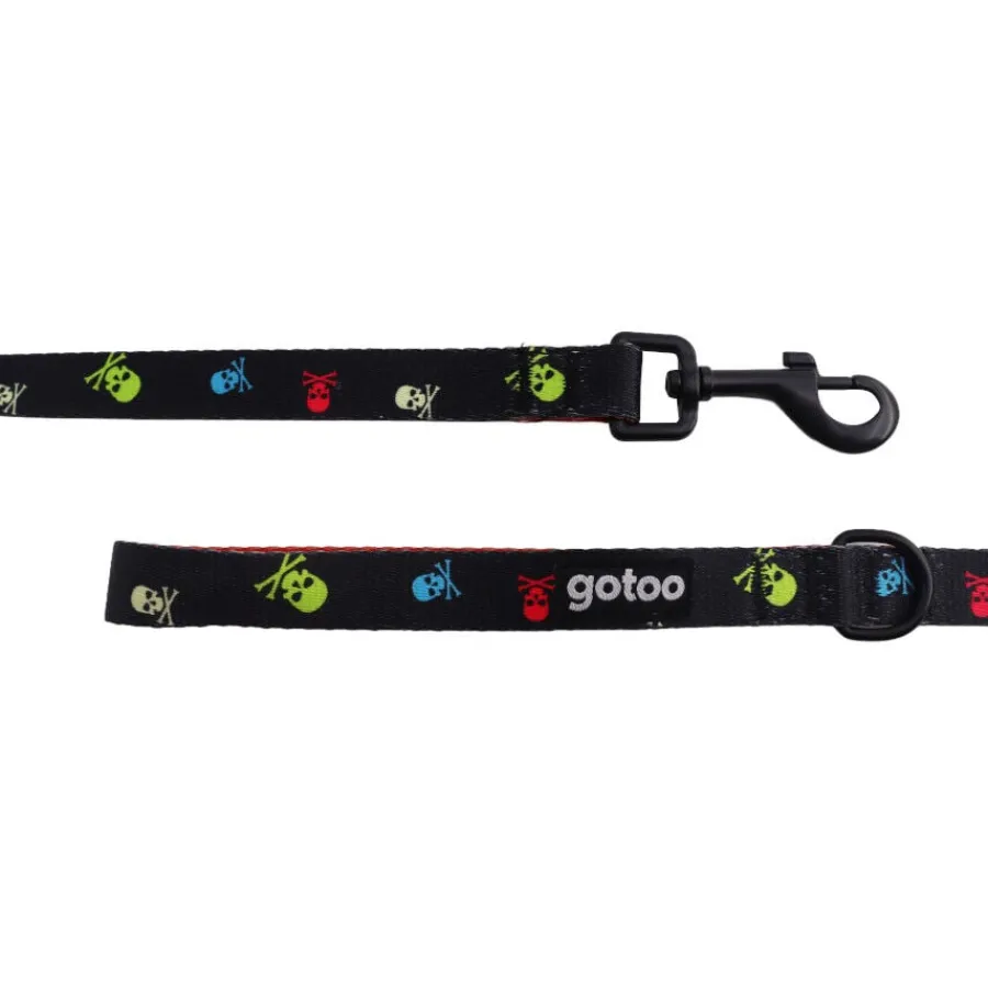 Gotoo Correa estampada calavera negro para perros