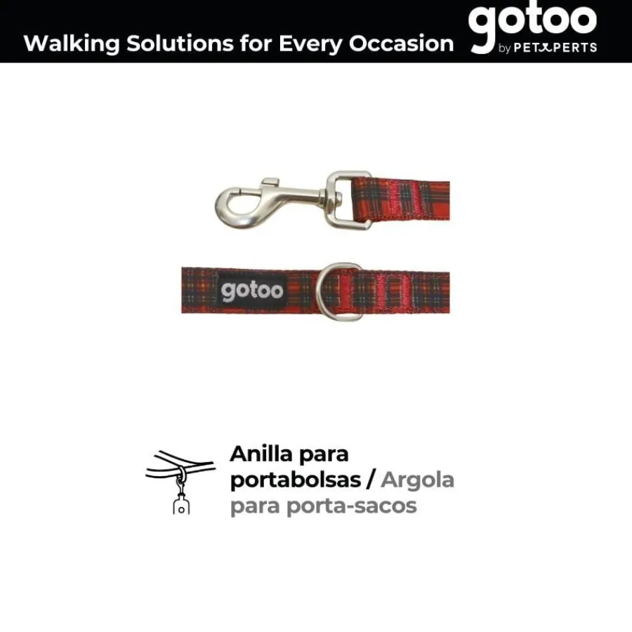 Gotoo Correa estampada tartán rojo para perros Discount