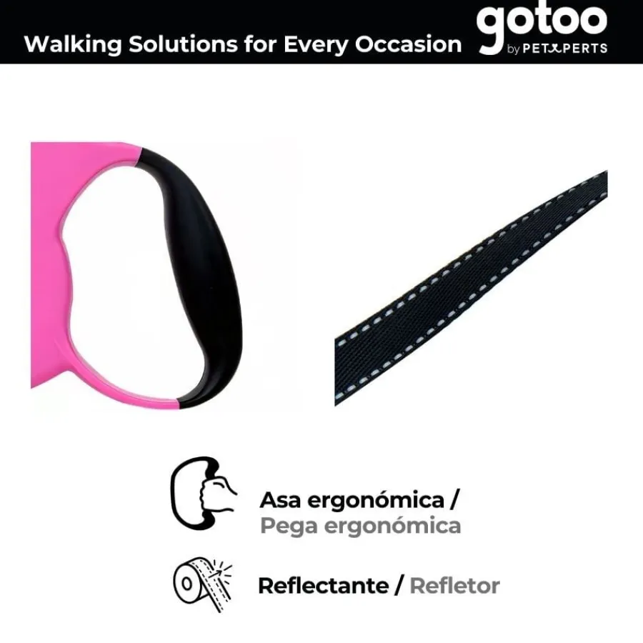 Gotoo Correa extensible rosa para perros Clearance