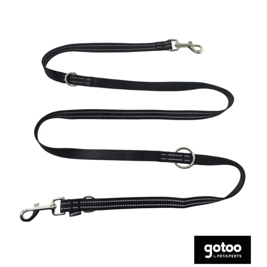 Gotoo Correa multiposición de nylon negra para perros Discount
