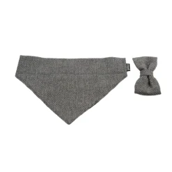 Gotoo Set Bandana y Pajarita espiga gris para perros