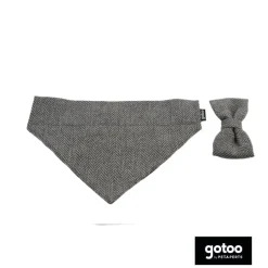 Gotoo Set Bandana y Pajarita espiga gris para perros