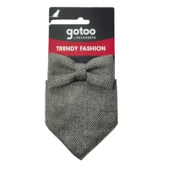 Gotoo Set Bandana y Pajarita espiga gris para perros