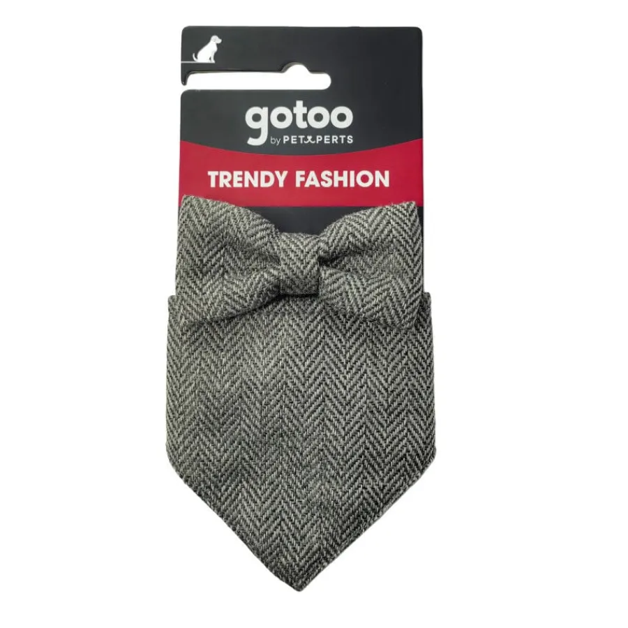 Gotoo Set Bandana y Pajarita espiga gris para perros