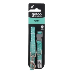 Gotoo Set Correa y Collar estampado con estrellas verde para perros Hot