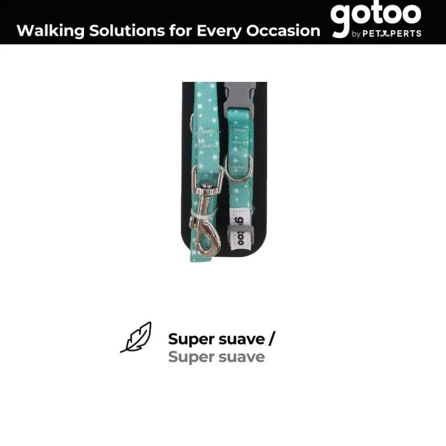 Gotoo Set Correa y Collar estampado con estrellas verde para perros Hot