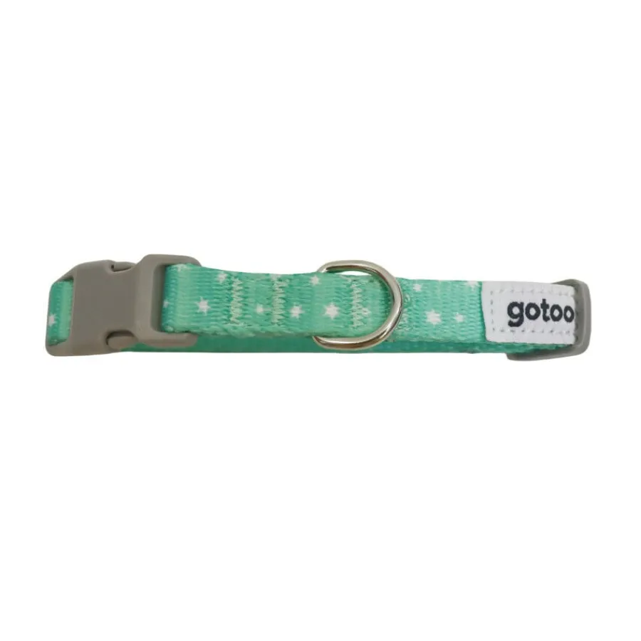 Gotoo Set Correa y Collar estampado con estrellas verde para perros Hot