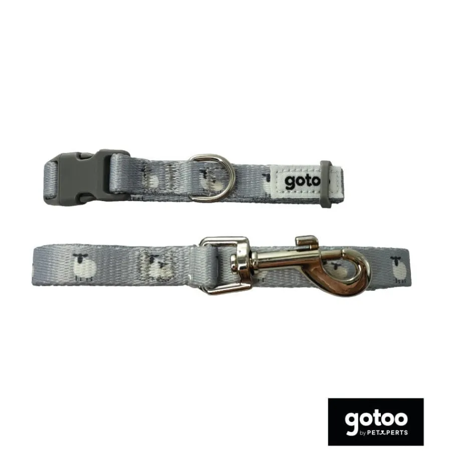 Gotoo Set de correa y collar con estampado ovejitas gris para cachorros Sale