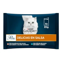 Gourmet Perle Filetes de Salmón y Atún en salsa sobre para gatos New