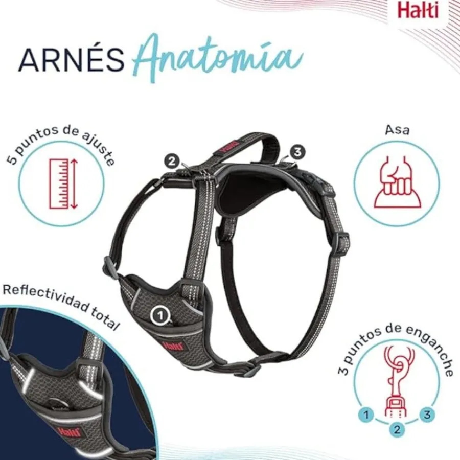 Company Of Animals Halti arnés anatómico con asa gris para perros Outlet
