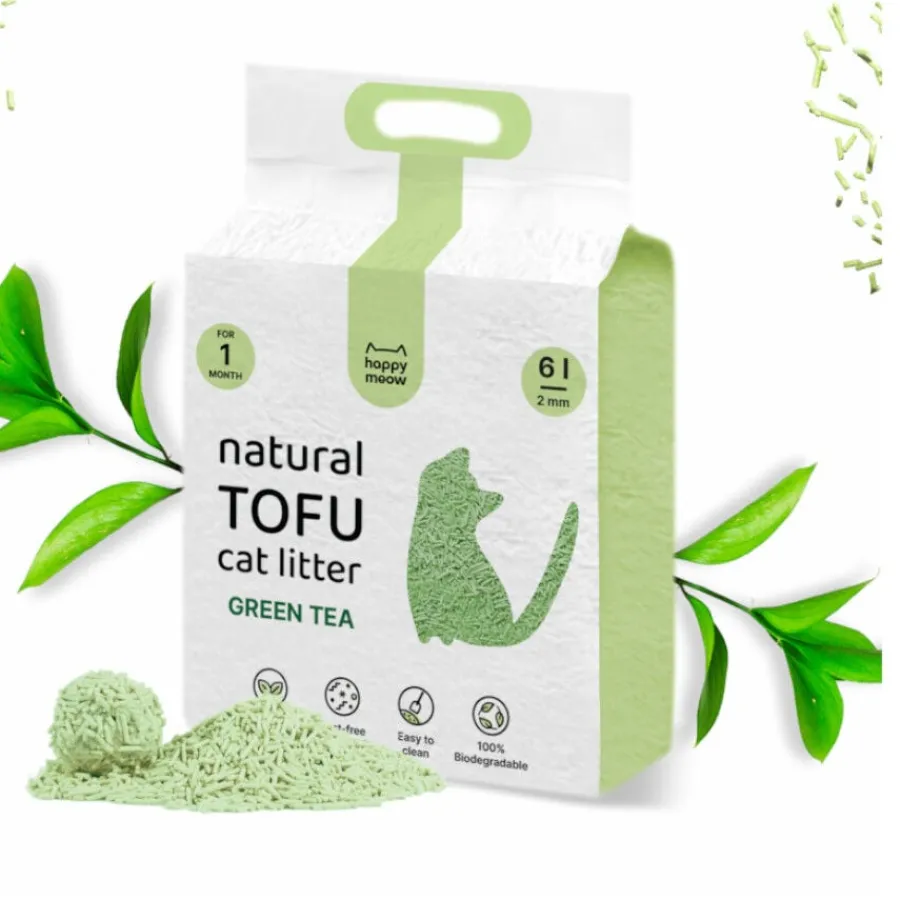 Happy Meow Natural Tofu Aglomerante Te Verde para gatos