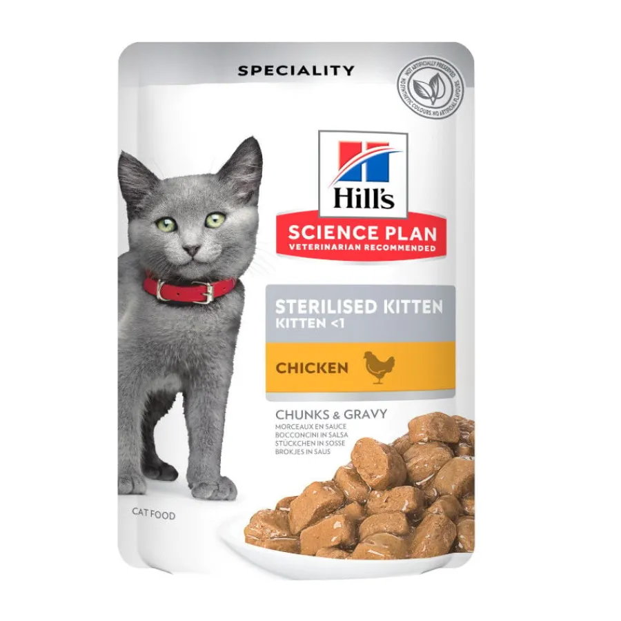 Hill's Science Plan Feline Sterilised Kitten Pollo en Salsa sobre para gatos Discount
