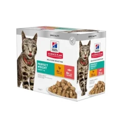 Hill's Science Plan Perfect Weight Salmón y Pollo sobre para gatos - Multipack 12 New