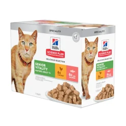Hill's Science Plan Senior Vitality Pollo y Salmón Sobre en salsa para gatos Sale
