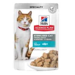 Hill's Science Plan Sterilised Young Adult Trucha Sobre en Salsa para gatos