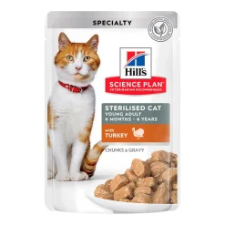 Hill's Science Plan Sterilised Young Adult Pavo Sobre en Salsa para gatos Online