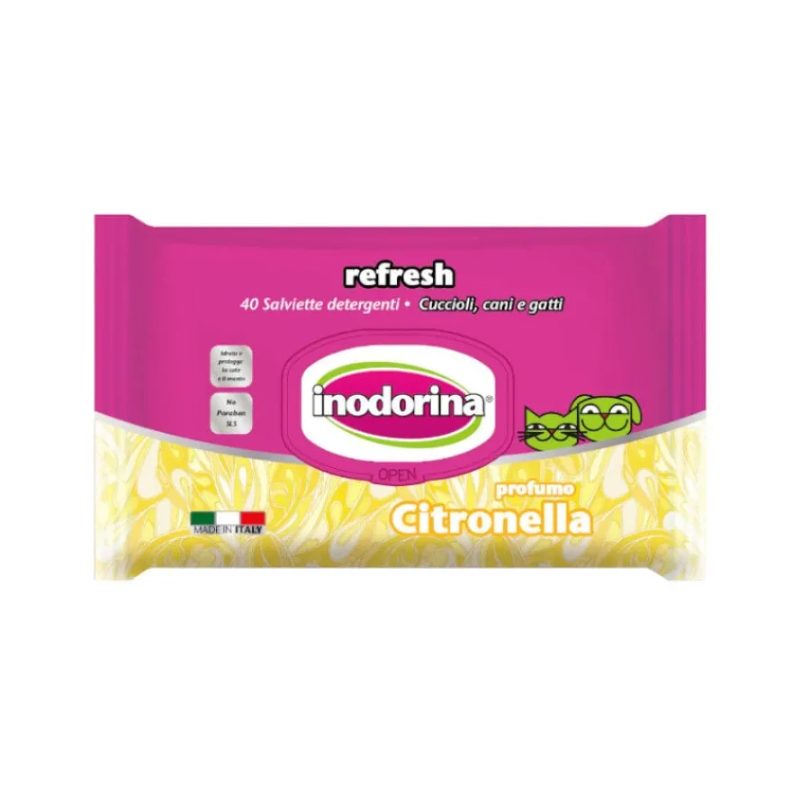 Inodorina Refresh Citronella Toallitas húmedas para perros y gatos Hot