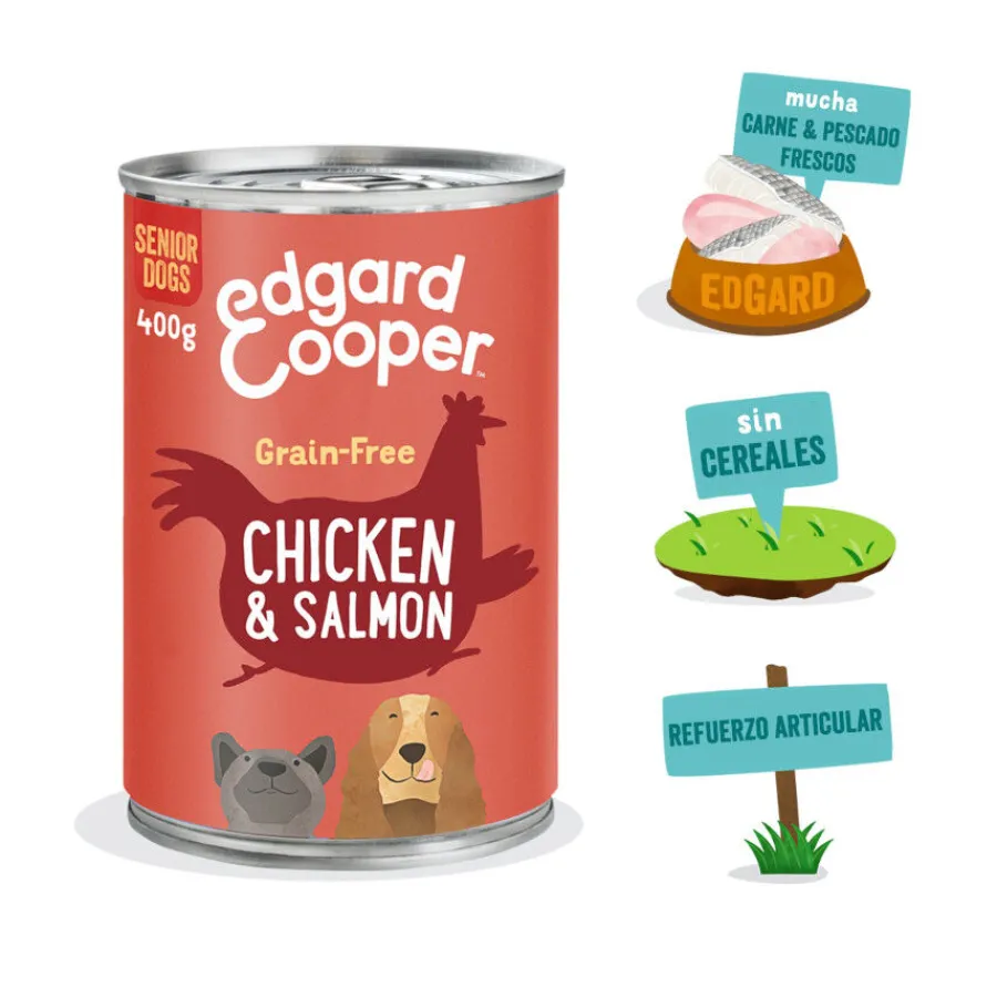 Edgard & Cooper Lata Senior Pollo y Salmón lata para perros Hot