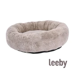 Leeby Lebby cama suave redonda beige para perros New