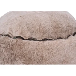 Leeby Lebby cama suave redonda beige para perros New