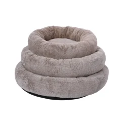 Leeby Lebby cama suave redonda beige para perros New