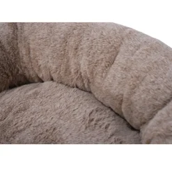 Leeby Lebby cama suave redonda beige para perros New