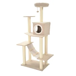 Leeby Boucle Collection Árbol rascador con cama nido y puente para gatos Best