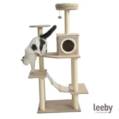 Leeby Boucle Collection Árbol rascador con cama nido y puente para gatos Best