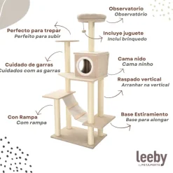 Leeby Boucle Collection Árbol rascador con cama nido y puente para gatos Best