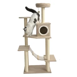 Leeby Boucle Collection Árbol rascador con cama nido y puente para gatos Best