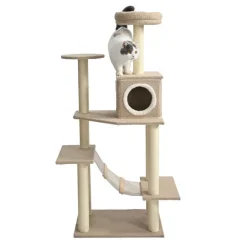 Leeby Boucle Collection Árbol rascador con cama nido y puente para gatos Best