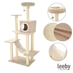 Leeby Boucle Collection Árbol rascador con cama nido y puente para gatos Best